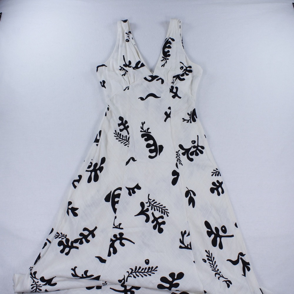 Paper Heart Women's Linen Blend Abstract Botanical Maxi Dress Size S V-Neck